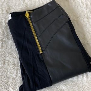 Bisou Bisou Black & Gold Faux Leather Leggings 12